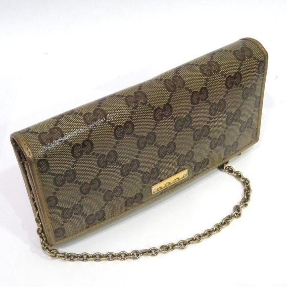 Gucci GG Crystal Chain Wallet Long Wallet Beige - Picture 5 of 8